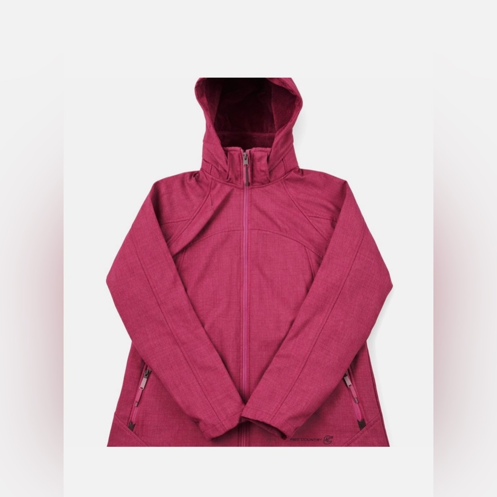 Free Country Women’s Softshell Jacket Medium Hooded Fleece Lined Pink